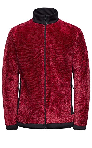 2as San Diago Erkek Tam Fermuarlı Çizgili Polar Kırmızı