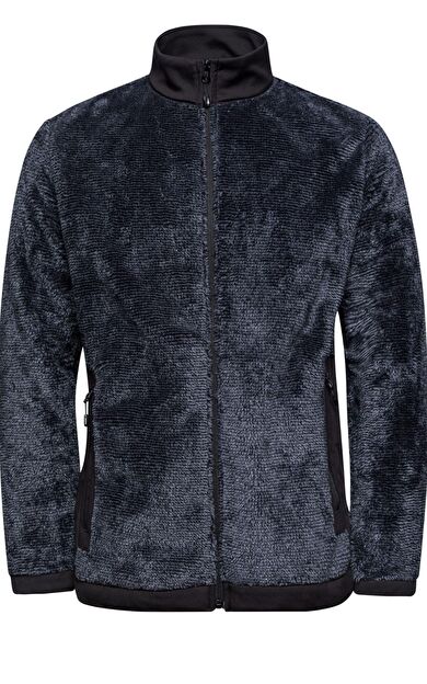 2as San Diago Erkek Tam Fermuarlı Çizgili Polar Siyah