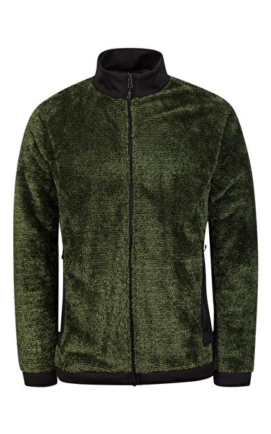 2as San Diago Erkek Tam Fermuarlı Çizgili Polar Yeşil