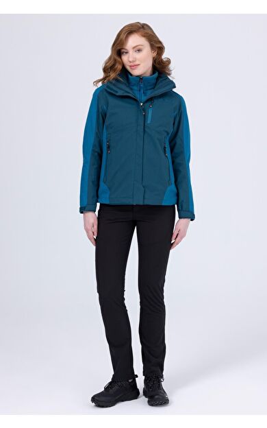 2AS Sparkle Kadın 3 İn 1 Ceket Mont Petrol