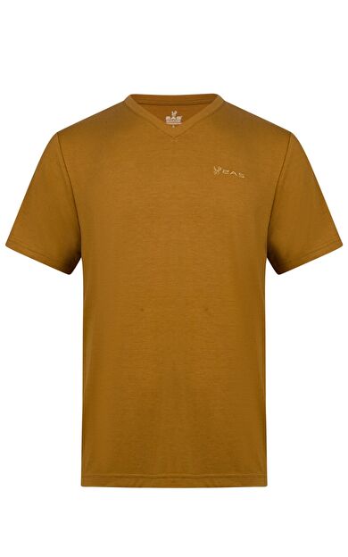 2AS Victor Erkek Viloft V Yaka T-Shirt Açık Kahverengi