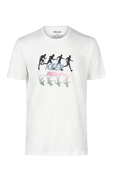 AS Alex Baskılı Erkek Sıfır Yaka T-Shirt Beyaz