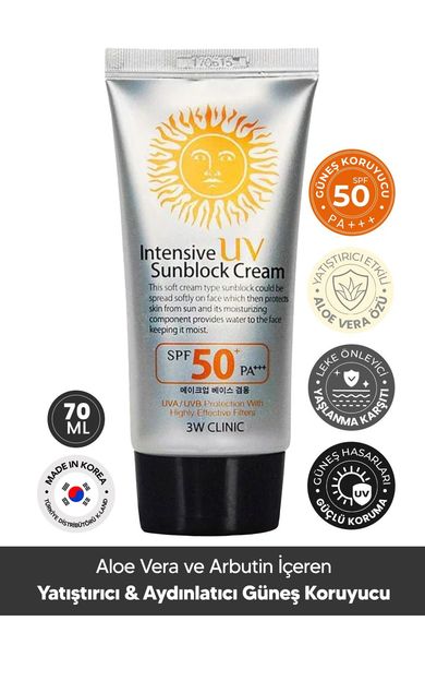 Yüksek Koruma Sağlayan Güneş Kremi 3w Clinic Intensive Uv Sun Block Cream Spf50+ Pa+++