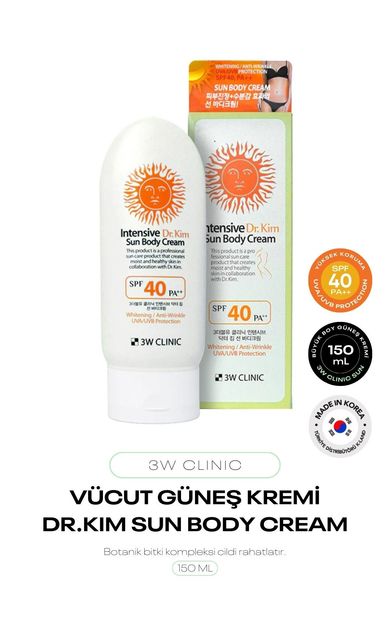 Kolajen ve Botanik Bitki Kompleksi 3W Clinic Vücut Güneş Kremi Intensive Dr. Kim Sun Body 150 ml