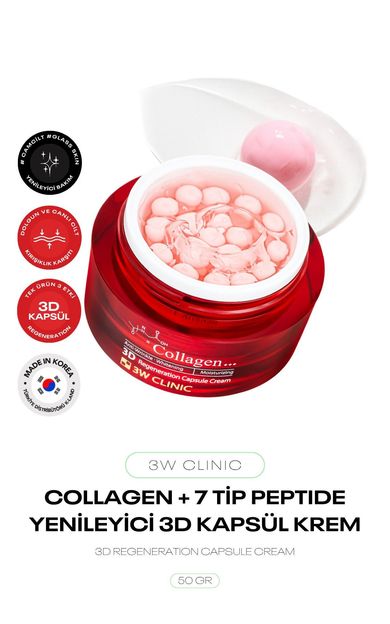 Kolajen Ve 7 Çeşit Peptit İçeren Yenileyici Kapsül Krem Collagen 3D Regeneration Capsule Cream