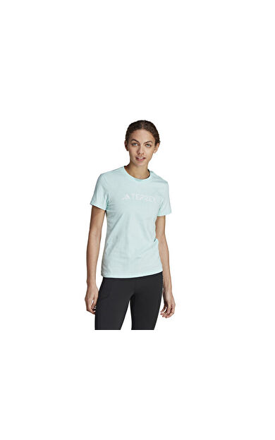 adidas W Logo Tee Kadın Antrenman Tişörtü HY1713 Mavi