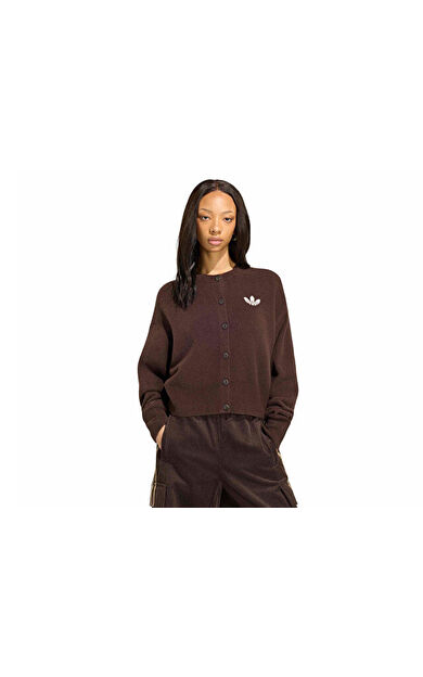 Adidas ESSENTIALS KNIT CARDIGAN Kadın Günlük Hırka IA4455 Kahverengi