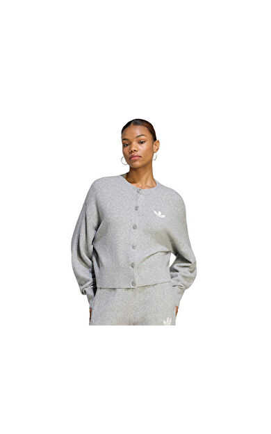 Adidas ESSENTIALS KNIT CARDIGAN Kadın Günlük Hırka IA4457 Gri