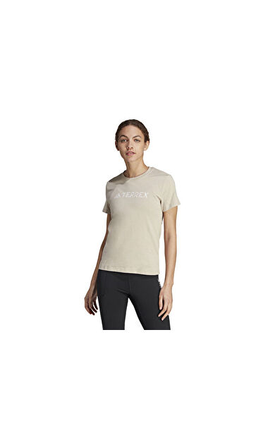 adidas W Logo Tee Kadın Antrenman Tişörtü IB1157 Bej