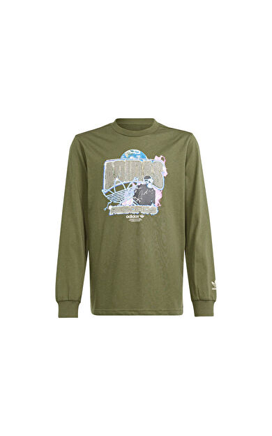 adidas Longsleeve Çocuk Günlük Tişört IR9772 Haki