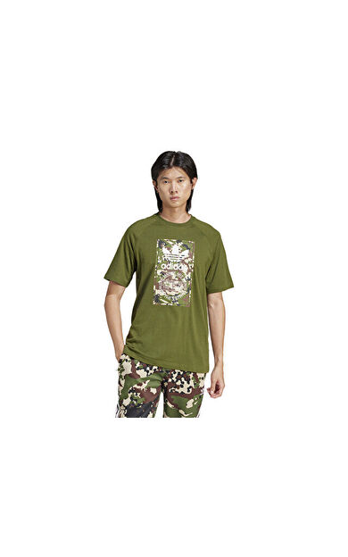adidas Camo Tongue Tee Erkek Günlük Tişört IS0248 Yeşil
