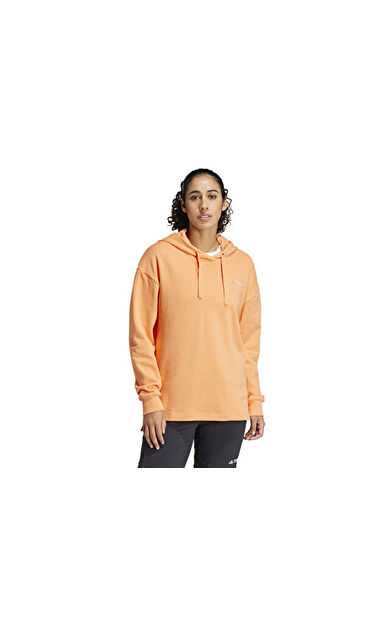 adidas W Tx Logo Hoody Kadın Outdoor Sweatshirts IS7227 Turuncu
