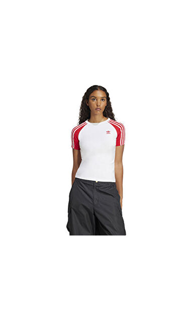 Adidas 3S Slim Tee Kadın Günlük Tişört JD0835 Beyaz