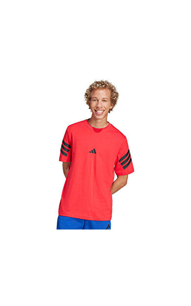 Adidas M Fi 3S Reg T Erkek Günlük Tişört JD4875 Kırmızı