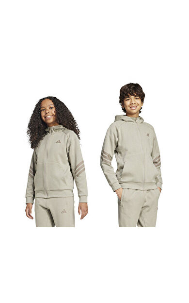adidas  J Fi 3S Fz Hd Çocuk Günlük Ceket JJ4807 Bej