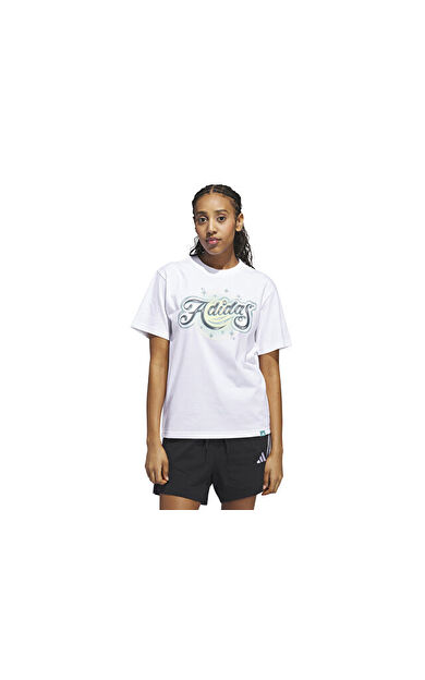 adidas W Airbrush T Kadın Günlük Tişört JM1798 Beyaz