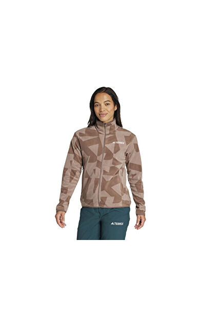 adidas W Terrex Mt Aop Fz Fl Kadın Outdoor Ceketi JN0997 Kahverengi