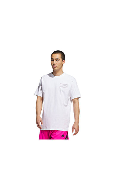 adidas Gfx Lb Tee 2 Erkek Basketbol Tişörtü JV8302 Beyaz