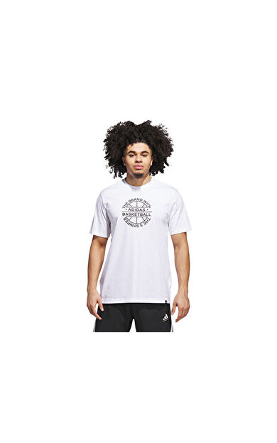 adidas Verbiage Tee Erkek Basketbol Tişörtü JV8429 Beyaz