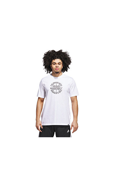 adidas Verbiage Tee Erkek Basketbol Tişörtü JV8429 Beyaz