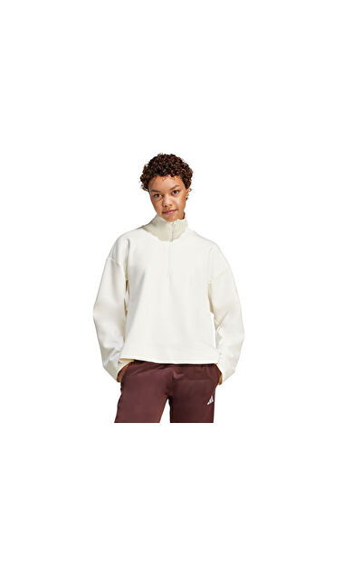 adidas W All Szn Sl Qz Kadın Günlük Sweatshirt JV9907 Beyaz