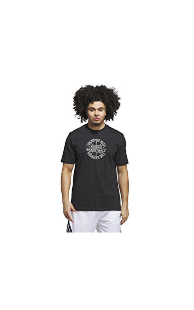 adidas Verbiage Tee Erkek Basketbol Tişörtü JX1745 Siyah