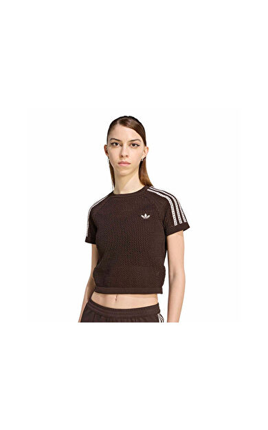 Adidas Crochet Tee Kadın Günlük Tişört KC6480 Kahverengi