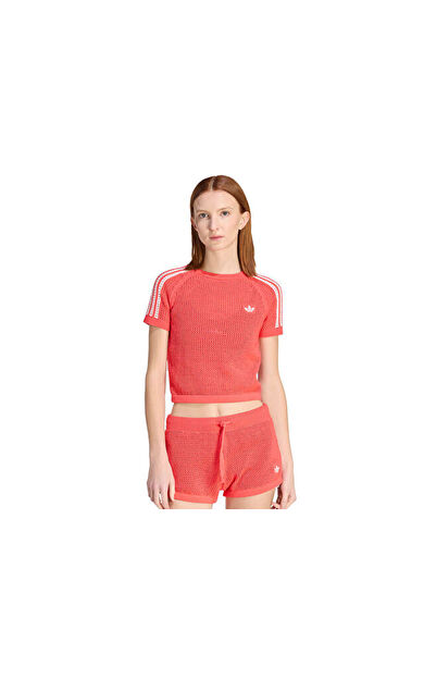 Adidas Crochet Tee Kadın Günlük Tişört KC6482 Kırmızı