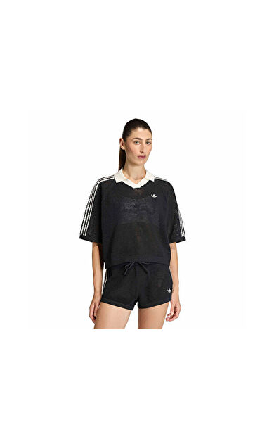 Adidas Crochet Polo Kadın Günlük Polo Tişört KC6491 Siyah