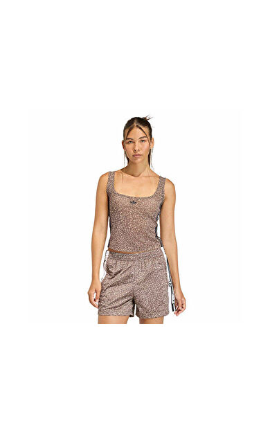 Adidas Aop Tank Top Kadın Günlük Crop Üst KD8822 Kahverengi