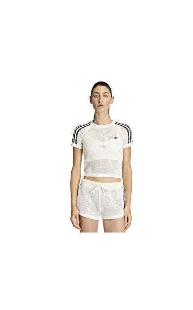 Adidas Crochet Tee Kadın Günlük Tişört KE0200 Beyaz
