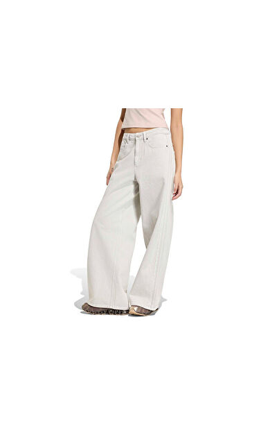 Adidas HIGH RISE WIDE LEG DENIM PANT Kadın Günlük Pantolon KQ6470 Gri