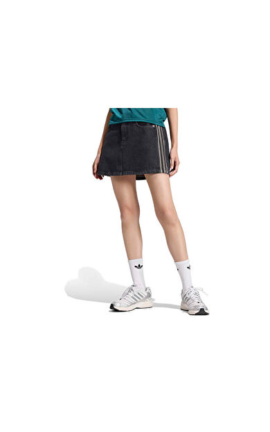 Adidas MID RISE DENIM SKIRT Kadın Günlük Etek KQ6485 Siyah