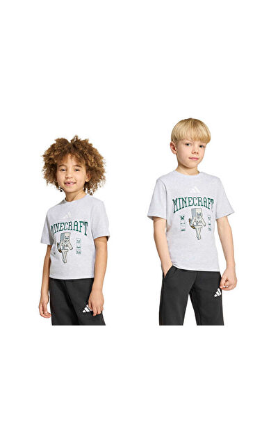 Adidas LK MINECRAFT TEE Çocuk Günlük Tişört KS9033 Gri
