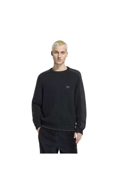 adidas 3S Knıt Crew Erkek Sweatshirt Siyah