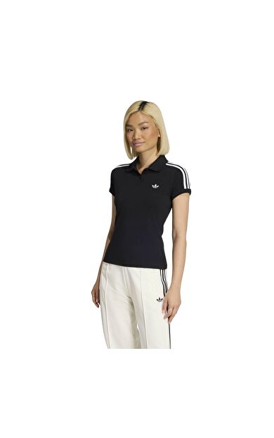 adidas 3S Polo Kadın T-Shirt Siyah