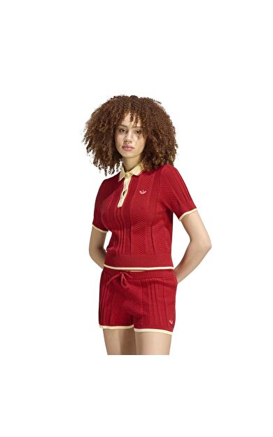 adidas Polo Sh Sleeves Kadın T-Shirt Kırmızı