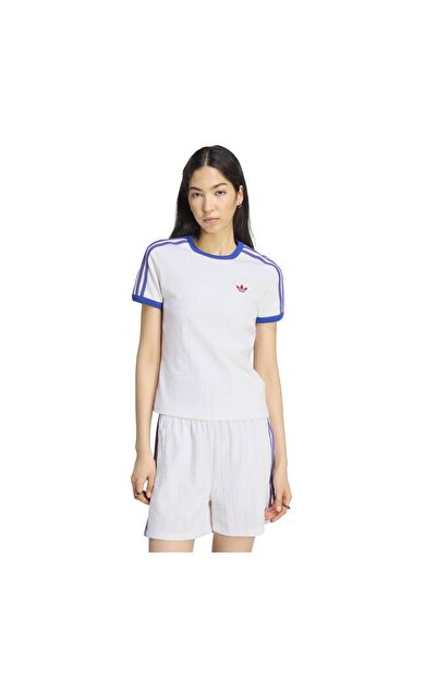adidas Pstrıpe Ss Tee Kadın T-Shirt Beyaz