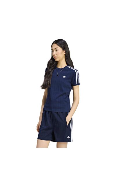 adidas Pstrıpe Ss Tee Kadın T-Shirt Mavi