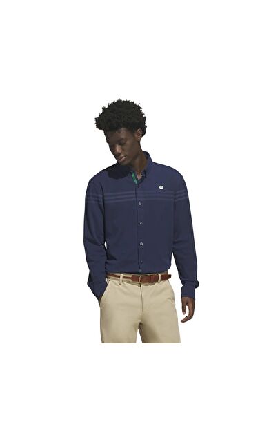 adidas S Ls Button Up Erkek T-Shirt Lacivert