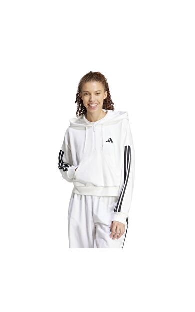 adidas W 3S Ft Qz Hd Kadın Sweatshirt Beyaz