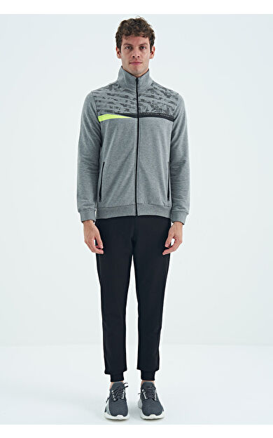Air Jones Harry Gri Melanj - Siyah Standart Kalıp Erkek Eşofman Takım - 85197