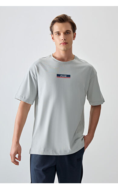 Air Jones Taş %100 Pamuk Kalın Yumuşak Dokulu Oversize Fit Baskılı Erkek T-Shirt - 88359