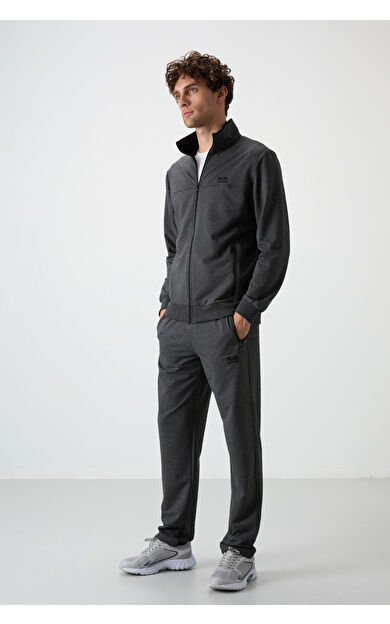 Air Jones Troy Antrasit Melanj Standart Kalıp Erkek Eşofman Takım - 85196