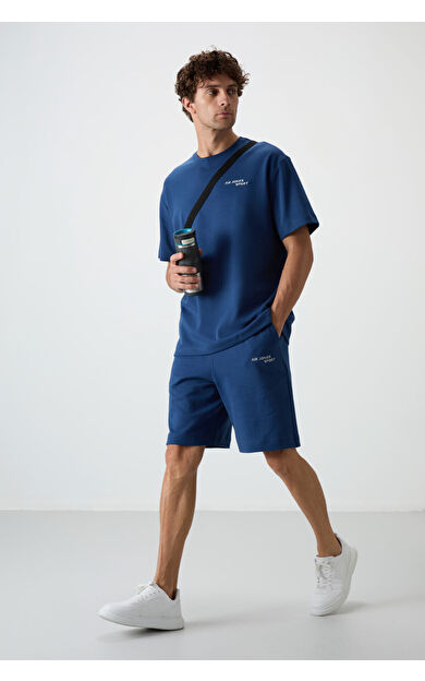 Air Jones Parlament Pamuklu Kalın Yumuşak Dokulu Oversize Fit Nakışlı Erkek Şort Takım - 85250