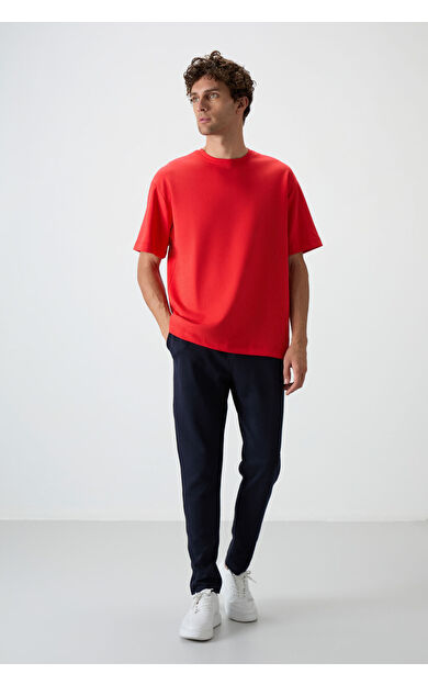 Air Jones Fiesta - Lacivert Pamuklu Kalın Yumuşak Dokulu Oversize Fit Basic Erkek Eşofman Takım - 85251