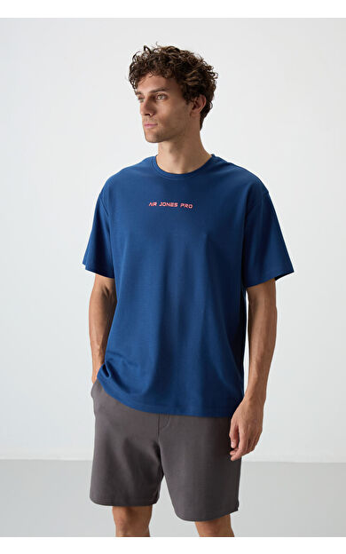 Air Jones Parlament Pamuklu Kalın Yüzeyi Dokulu Oversize Fit  Baskılı Erkek T-Shirt - 88364