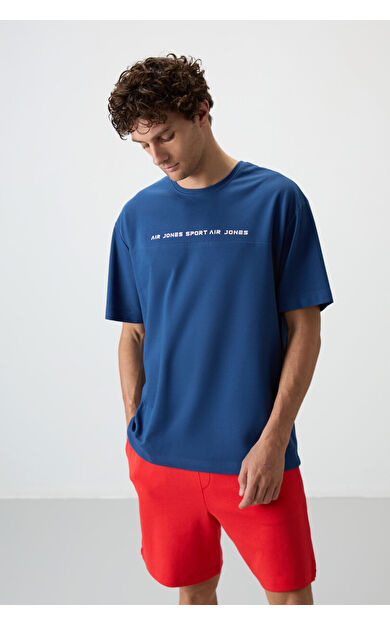 Air Jones Parlament Pamuklu Kalın Yüzeyi Dokulu Oversize Fit  Baskılı Erkek T-Shirt - 88371