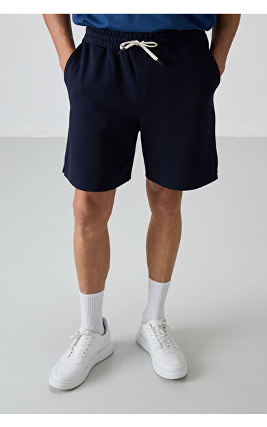 Air Jones Lacivert Pamuklu Kalın Yumuşak Dokulu Comfort Fit Basic Erkek Şort - 81274