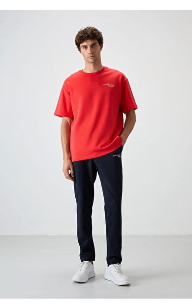 Air Jones Fiesta - Lacivert Pamuklu Kalın Yumuşak Dokulu Oversize Fit Nakışlı Erkek Eşofman Takım - 85252